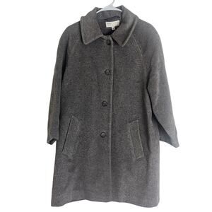 Vintage Lambswool Silk & Mohair Button Down Single Breasted Pea Coat Women's 12